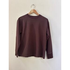 MM LaFluer Long Sleeve Brown T-Shirt Basic Essential Quiet Luxury  Minimalist Sm